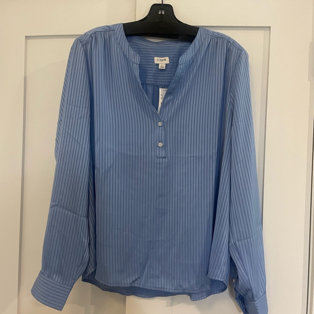 J. Crew Blue Mandarin Collar Blouse
